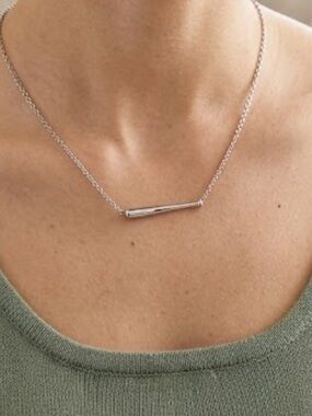 Plunder Silver Horizontal Bar Necklace - Sleek Minimal Pendant